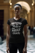 Load image into Gallery viewer, Protected by Peace in the Midst of Chaos (V-neck) T-shirt
