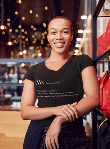 African American woman wearing No tee by CP Designs Unlimited